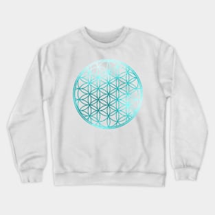 Flower of Life, Aqua, Faux Foil Crewneck Sweatshirt